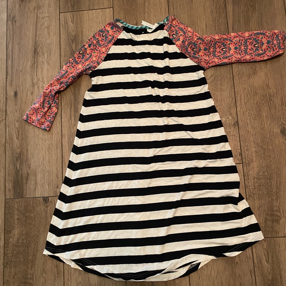 Matilda Jane long sleeve black and white striped dress size 12